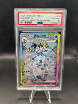 GLACEON EX 150 PSA 10 2025 POKEMON PRISMATIC EVOLUTIONS SIR - Image 1