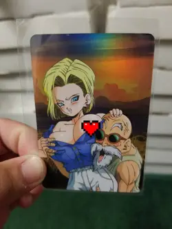 RARE ANDROID 18 DRAGON BALL Z WAIFU SUNSET FOIL ANIME CARD - Image 1