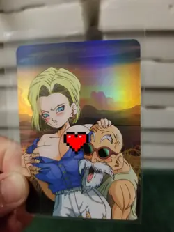 RARE ANDROID 18 DRAGON BALL Z WAIFU SUNSET FOIL ANIME CARD - Image 2