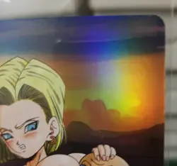 RARE ANDROID 18 DRAGON BALL Z WAIFU SUNSET FOIL ANIME CARD - Image 3