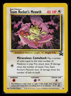 Pokemon Card - Team Rocket's Meowth WOTC Black Star Promo #18 - Image 1