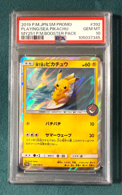 PSA 10 Pokemon Card Playing in the Sea Pikachu Surfing 392/SM-P 2019 Japanese - Image 2