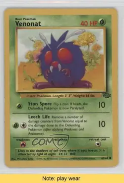 Venonat Pokemon Jungle #63 1999 READ c6w - Image 1