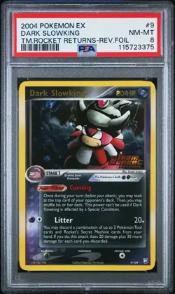 2004 Pokemon EX Team Rocket Returns Dark Slowking Reverse Holo 9/109 #9 PSA 8 - Image 1