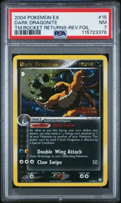 2004 Pokemon EX Team Rockets Returns Dragonite Reverse Holo 15/109 #15 PSA 7 - Image 1