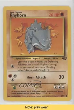 Rhyhorn Pokemon Jungle #61 1999 READ fm0 - Image 1