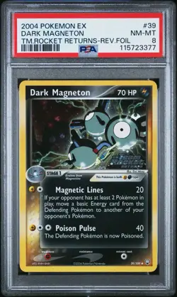 2004 Pokemon EX Team Rocket Returns Dark Magneton Reverse Holo 39/109 #39 PSA 8 - Image 1