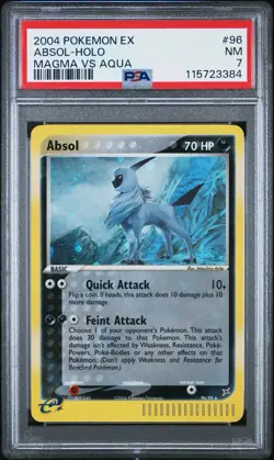 2004 Pokemon EX Team Magma vs Team Aqua Absol Secret Rare Holo 96/95 #96 PSA 7 - Image 1