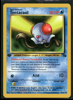 Pokemon TCG | Fossil Set | Tentacool | 56/62 | 1st Edition | NM - Image 1