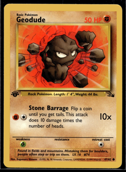 Pokemon TCG | Fossil Set | Geodude | 41/62 | 1st Edition | NM #4 - Image 1