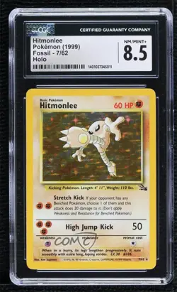 Hitmonlee Holo Pokemon Fossil CGC 8.5 1999 0o52 - Image 1