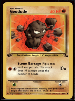 Pokemon TCG | Fossil Set | Geodude | 41/62 | 1st Edition | NM #3 - Image 1