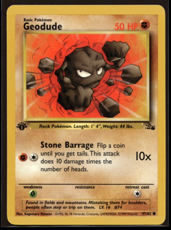 Pokemon TCG | Fossil Set | Geodude | 41/62 | 1st Edition | NM #2 - Image 1