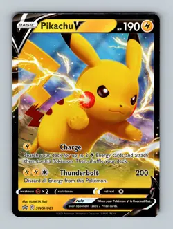 Pikachu V SWSH061 - Black Star Promo - Ultra Rare Pokemon Card - Near Mint C1 - Image 1