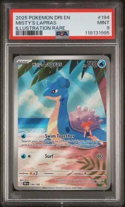 2025 POKEMON DRI EN-DESTINED RIVALS ILLUSTRATION RARE #194 MISTY'S LAPRAS PSA 9 - Image 1