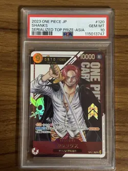[PSA10] One Piece Card Shanks OP01-120 Flagship Battle Asia Promo Gem Mint - Image 1