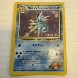 Misty's Seadra PRERELEASE Gym Heroes - Holo Rare 9/132 WOTC Card NM Pokemon TCG - Image 2