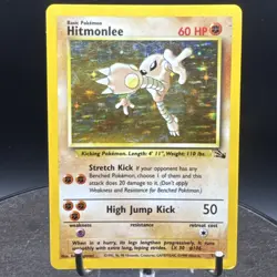 Hitmonlee Holo Fossil 7/62 Unlimited Holo Rare Wotc Pokemon Card Vintage - Image 1