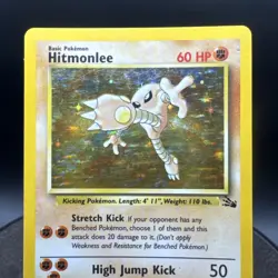Hitmonlee Holo Fossil 7/62 Unlimited Holo Rare Wotc Pokemon Card Vintage - Image 4