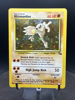Hitmonlee Holo Fossil 7/62 Unlimited Holo Rare Wotc Pokemon Card Vintage - Image 1
