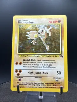 Hitmonlee Holo Fossil 7/62 Unlimited Holo Rare Wotc Pokemon Card Vintage - Image 3