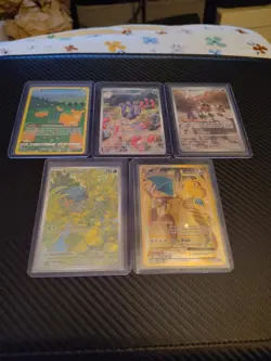 Pokemon 5 Card Lot Nintendo Game freak Rare Htf Sleeved Sent With Care - Image 1