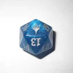 MTG D20 Life Counter Spindown Dice Die *Blue Sparkle* 2014 Duel Decks Anthology - Image 1