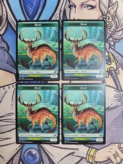4x Beast (3,3) / Hydra (0,0) Dual-Sided Tokens NM/M IKO C20 MTG Magic - Image 1
