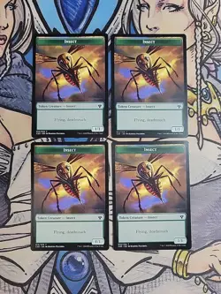 4x Insect (Flying, Deathtouch) / Spirit Dual-Sided Tokens NM/M C20 MTG Magic - Image 1