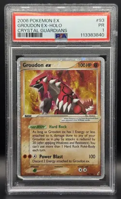 Pokemon TCG PSA 1 Groudon ex Crystal Guardians Holo 93/100 *LOW POP* - Image 1