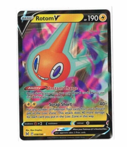 Pokemon Sword & Shield Lost Origin Rotom V 058/196 Holo Ultra Rare - Image 1