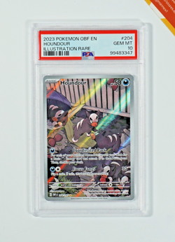 Pokemon PSA 10 Houndour #204 OBF EN Illustration Rare 2023 English - Image 1