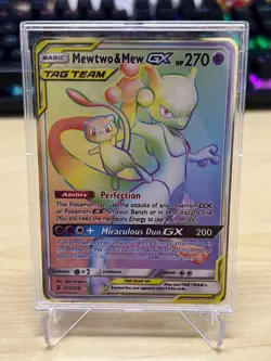 Mewtwo & Mew GX Rainbow Gold Metal Pokemon Card Collectible Gift/Display - Image 1
