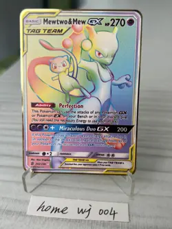 Mewtwo & Mew GX Rainbow Gold Metal Pokemon Card Collectible Gift/Display - Image 1