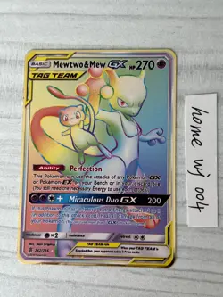 Mewtwo & Mew GX Rainbow Gold Metal Pokemon Card Collectible Gift/Display - Image 3