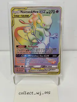 Mewtwo & Mew GX Rainbow Gold Metal Pokemon Card Collectible Gift/Display - Image 1