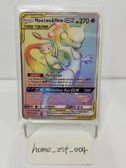 Mewtwo & Mew GX Rainbow Gold Metal Pokemon Card Collectible Gift/Display - Image 1