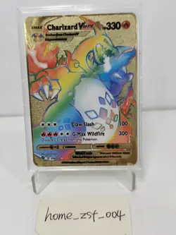 Charizard VMAX Rainbow Gold Metal Pokemon Card Collectible/Gift/Display - Image 1