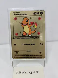 Charmander I Choose You Love Gold Metal Pokemon Card Collectible/Gift/Display - Image 1