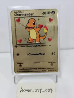 Charmander I Choose You Love Gold Metal Pokemon Card Collectible/Gift/Display - Image 1