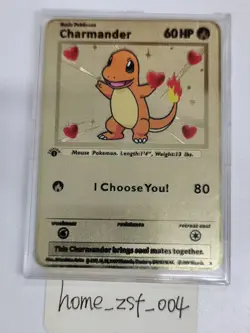 Charmander I Choose You Love Gold Metal Pokemon Card Collectible/Gift/Display - Image 3