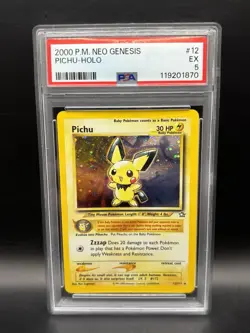 Pokemon Pichu TCG Card Neo Genesis Holo Rare 12/111 PSA 5 - Image 1