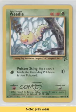 Weedle Pokemon Base Set 2 #100 2000 READ 3m2 - Image 1