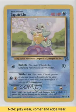 Squirtle Pokemon Base Set 2 #93 2000 READ 00e8 - Image 1