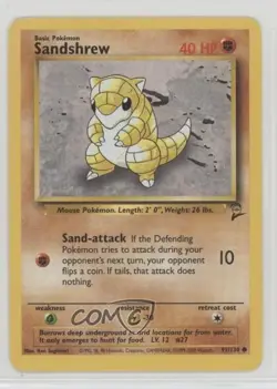 Sandshrew Pokemon Base Set 2 #91 2000 0ed - Image 1