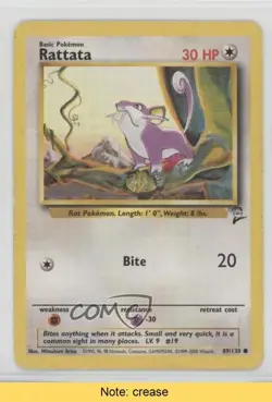 Rattata Pokemon Base Set 2 #89 2000 READ 2f4 - Image 1