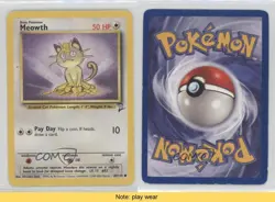 Meowth Pokemon Base Set 2 #80 2000 READ 2f4 - Image 3