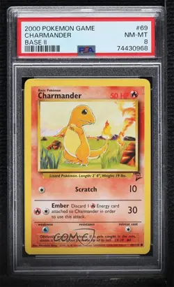 Charmander Pokemon Base Set 2 PSA 8 2000 0ti9 - Image 1
