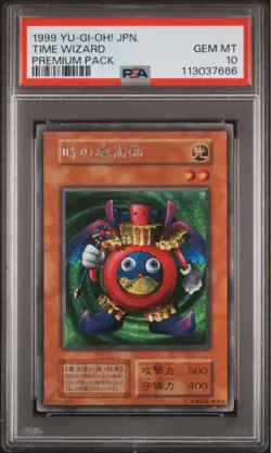 YuGiOh Time Wizard PSA10 Secret Rare Japanese Vintage Early Edition - Image 1