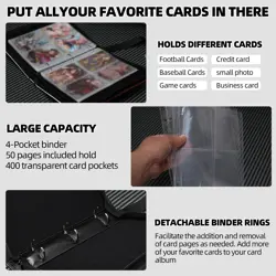 Collectible Trading Card Albums,4 Pocket Card Binder, 400 Double Sided Pocket... - Image 4